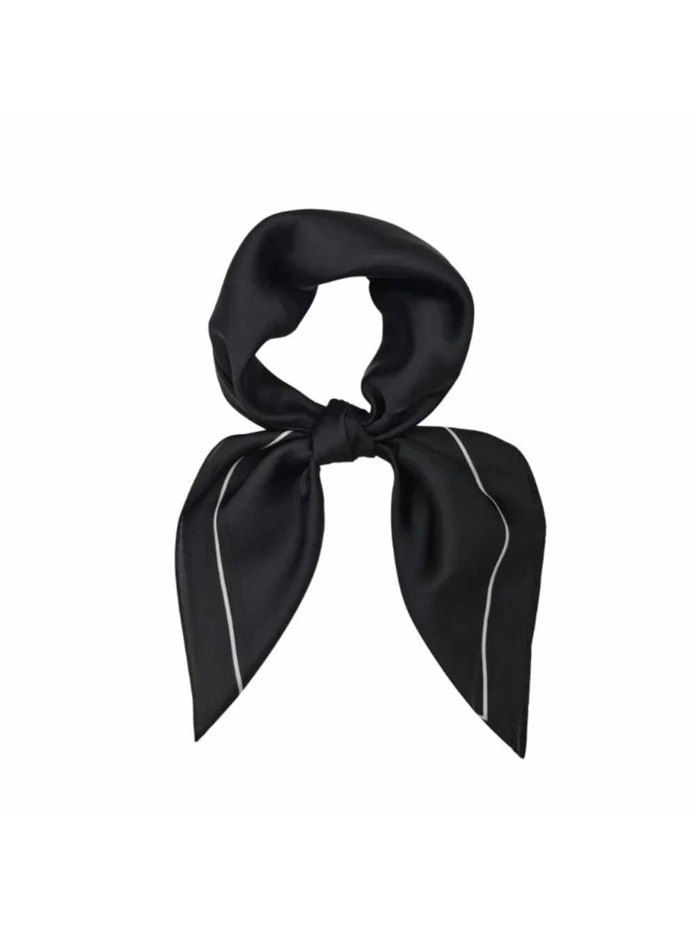 Luxury Elegant Minimalist Soft Silky Square Scarf Black With White Border Hijab